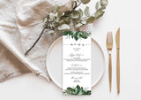 Tropical Wedding Menu Template | Palm Leaf Menu Card