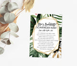 Tropical Scavenger Hunt Bachelorette Editable Game | Printable Palm Leaves Self-Editing Template