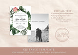 Editable Reception Party Invite Template | Tropical Watercolor Green Leaves