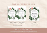 Editable Reception Party Invite Template | Tropical Watercolor Green Leaves