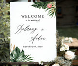 Tropical Greenery Wedding Welcome Sign | Printable Tropical Shower Poster