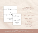 Love is Sweet Editable Sign Template | Love is Sweet Please Take a Treat