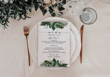 Tropical Wedding Menu Template | Palm Leaf Menu Card