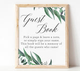Printable Guest Book Sign Eucalyptus Watercolor Baby Shower | Greenery Leaves, Please Sign The Guest Book