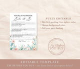 Fiesta Bridal Trivia Editable Game | Succulent Desert Cactus, Customizable Self-Editing Template