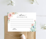 Editable Advice Card Template | Well Wishes for Bride & Groom