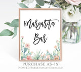 Fiesta Margarita Bar Sign | Watercolor Cactus Shower Decor Sign