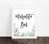 Fiesta Margarita Bar Sign | Watercolor Cactus Shower Decor Sign