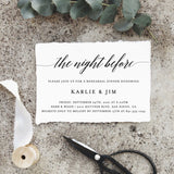 Minimalist Rehearsal Dinner Invitation | The Night Before Invite