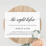 Minimalist Rehearsal Dinner Invitation | The Night Before Invite