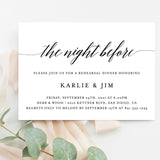 Minimalist Rehearsal Dinner Invitation | The Night Before Invite