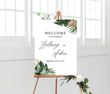 Tropical Greenery Wedding Welcome Sign | Printable Tropical Shower Poster