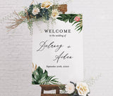 Tropical Greenery Wedding Welcome Sign | Printable Tropical Shower Poster