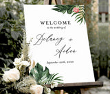 Tropical Greenery Wedding Welcome Sign | Printable Tropical Shower Poster