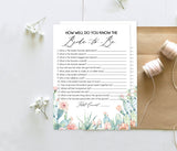Fiesta Bridal Trivia Editable Game | Succulent Desert Cactus, Customizable Self-Editing Template