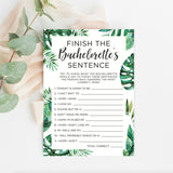 Editable Finish the Sentence Game Template | Fun Bachelorette Party Game