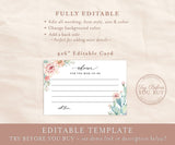 Editable Advice Card Template | Well Wishes for Bride & Groom