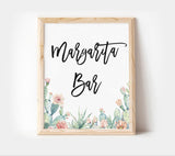 Fiesta Margarita Bar Sign | Watercolor Cactus Shower Decor Sign