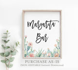 Fiesta Margarita Bar Sign | Watercolor Cactus Shower Decor Sign
