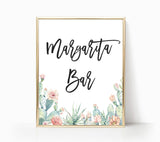 Fiesta Margarita Bar Sign | Watercolor Cactus Shower Decor Sign