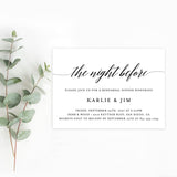 Minimalist Rehearsal Dinner Invitation | The Night Before Invite