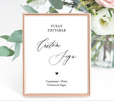 Editable Custom Wedding Sign Template | Minimal Wedding Sign