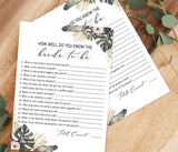 Tropical Bridal Trivia Editable Template | How Well Do You Know the Bride-to-Be Game