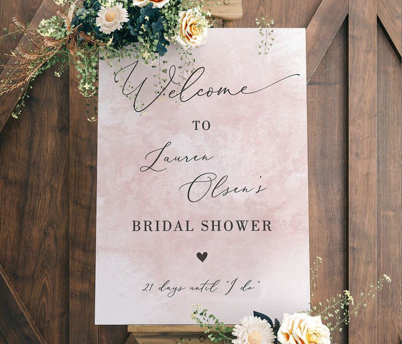Blush Welcome Sign Editable Template | Blush Bridal Shower Welcome Poster 