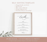 Editable Wedding Bar Sign Template | Minimalist Wedding Drinks Sign