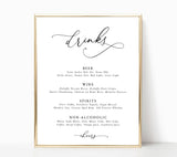 Editable Wedding Bar Sign Template | Minimalist Wedding Drinks Sign