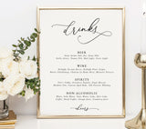 Editable Wedding Bar Sign Template | Minimalist Wedding Drinks Sign