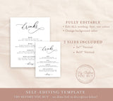 Editable Wedding Bar Sign Template | Minimalist Wedding Drinks Sign