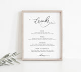 Editable Wedding Bar Sign Template | Minimalist Wedding Drinks Sign 