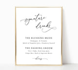 Editable Signature Drinks Sign Template | Minimalist Wedding Bar Sign Template