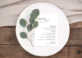 Minimal Wedding Menu Template | Modern Wedding Menu