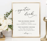 Editable Signature Drinks Sign Template | Minimalist Wedding Bar Sign Template