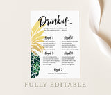 Tropical Bachelorette Drinking Game | Editable Drink If Game