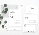 Minimal Wedding Invitation Suite Template | Editable Minimalist Wedding Invite