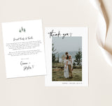 Photo Thank You Card Editable Template | Minimal Wedding Thank You Card