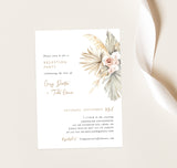 Boho Chic Reception Party Invitation Editable Template | Watercolor Dried Flowers