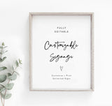 Minimal Custom Sign Template | Customizable Wedding Signage
