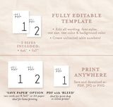 Modern Minimalist Wedding Table Number Template | Minimal Wedding Reception Decor
