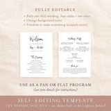 Minimal Wedding Program Template | Printable Order of Service