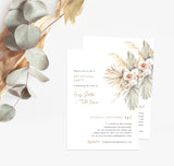 Boho Chic Reception Party Invitation Editable Template | Watercolor Dried Flowers