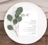 Minimal Wedding Menu Template | Modern Wedding Menu