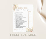 Editable He Said She Said Baby Shower Game | Pampas Grass Palm Fronds