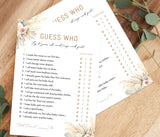 Editable He Said She Said Baby Shower Game | Pampas Grass Palm Fronds 