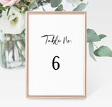 Modern Minimalist Wedding Table Number Template | Minimal Wedding Reception Decor