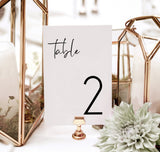 Modern Minimalist Wedding Table Number Template | Minimal Wedding Reception Decor