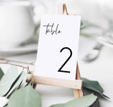 Modern Minimalist Wedding Table Number Template | Minimal Wedding Reception Decor